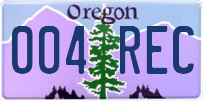 OR license plate 004REC