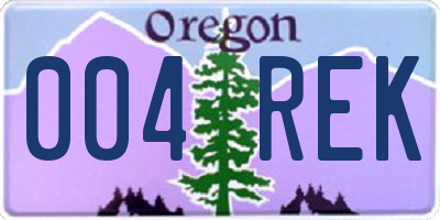 OR license plate 004REK