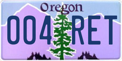 OR license plate 004RET
