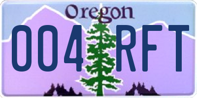 OR license plate 004RFT