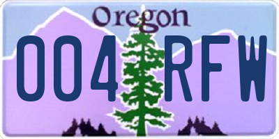 OR license plate 004RFW