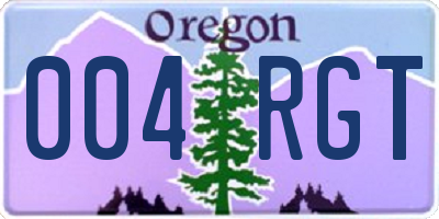 OR license plate 004RGT