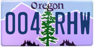 OR license plate 004RHW