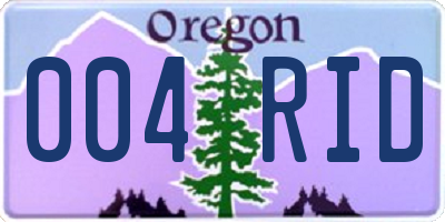 OR license plate 004RID