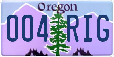OR license plate 004RIG