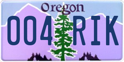 OR license plate 004RIK
