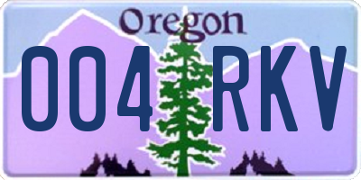OR license plate 004RKV