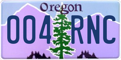 OR license plate 004RNC
