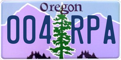 OR license plate 004RPA