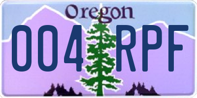 OR license plate 004RPF