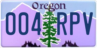 OR license plate 004RPV