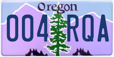 OR license plate 004RQA