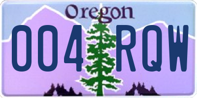 OR license plate 004RQW