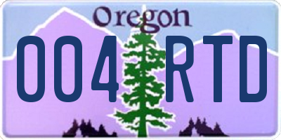 OR license plate 004RTD