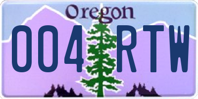 OR license plate 004RTW