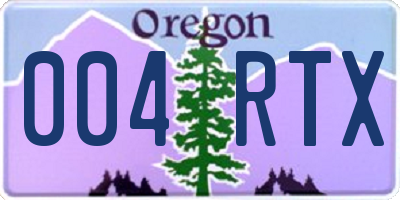 OR license plate 004RTX
