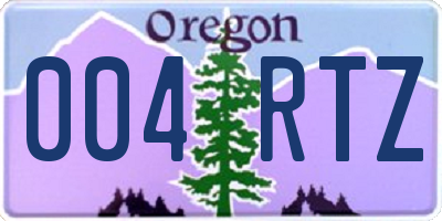 OR license plate 004RTZ