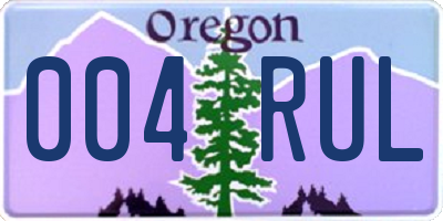 OR license plate 004RUL