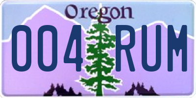 OR license plate 004RUM