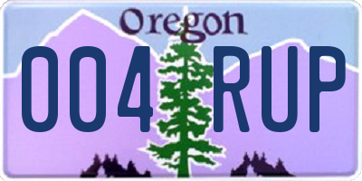 OR license plate 004RUP