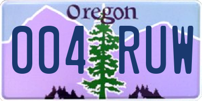 OR license plate 004RUW