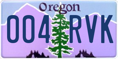 OR license plate 004RVK