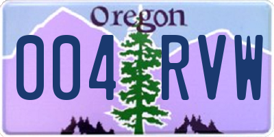 OR license plate 004RVW