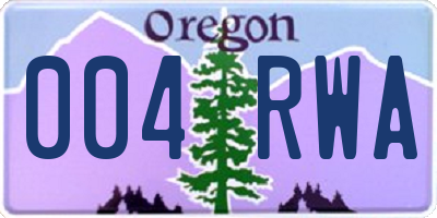 OR license plate 004RWA