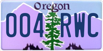 OR license plate 004RWC