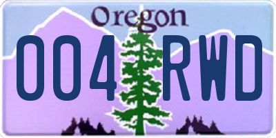 OR license plate 004RWD