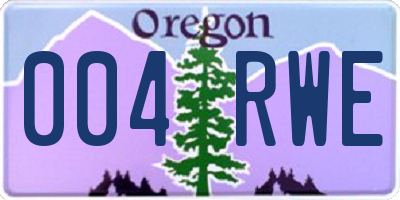 OR license plate 004RWE