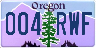 OR license plate 004RWF