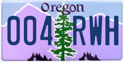 OR license plate 004RWH