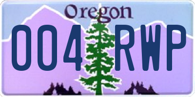 OR license plate 004RWP