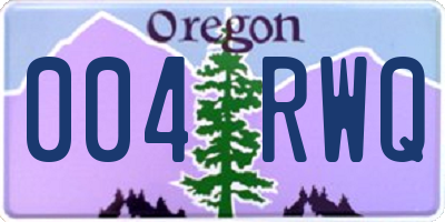 OR license plate 004RWQ