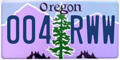 OR license plate 004RWW