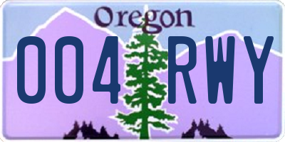 OR license plate 004RWY