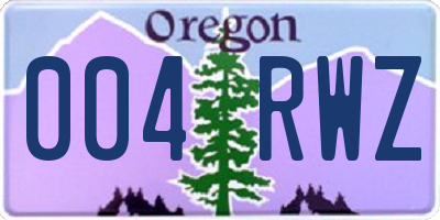 OR license plate 004RWZ