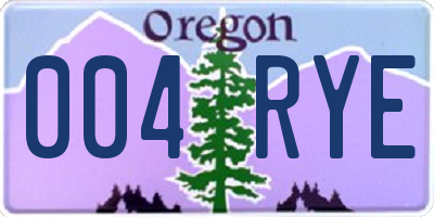 OR license plate 004RYE