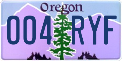 OR license plate 004RYF