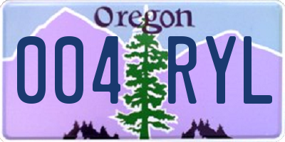 OR license plate 004RYL