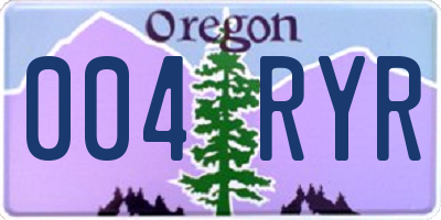 OR license plate 004RYR