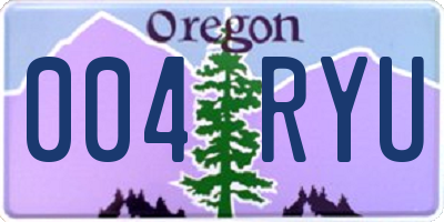OR license plate 004RYU