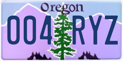 OR license plate 004RYZ