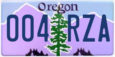 OR license plate 004RZA