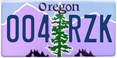 OR license plate 004RZK