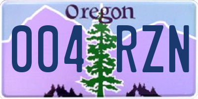 OR license plate 004RZN