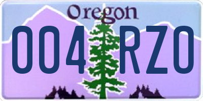 OR license plate 004RZO