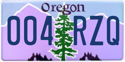 OR license plate 004RZQ