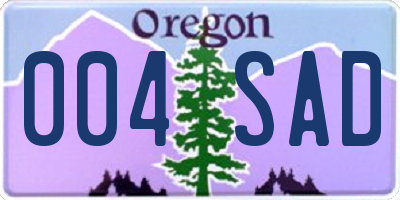 OR license plate 004SAD
